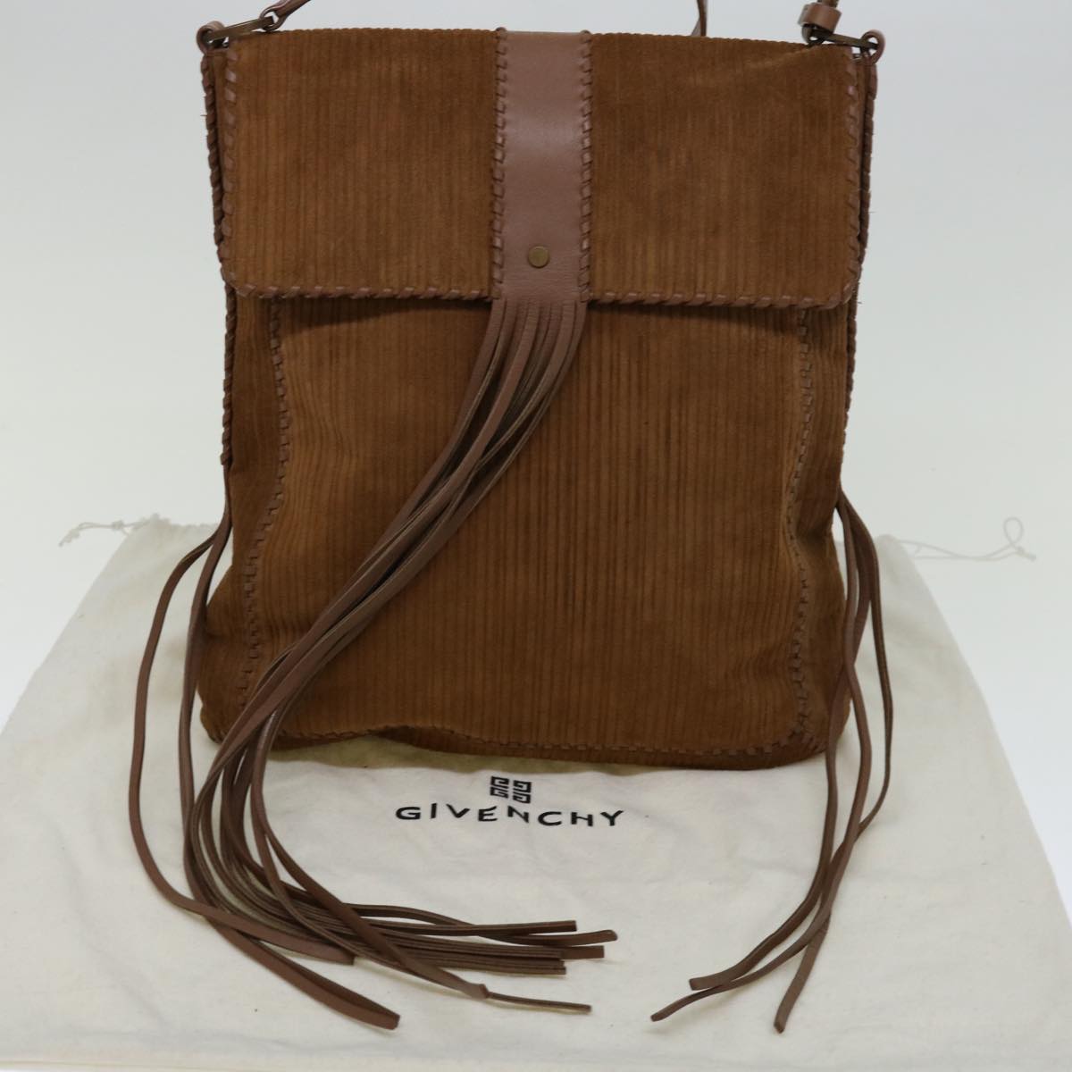 GIVENCHY Shoulder Bag Suede Brown Auth bs12943