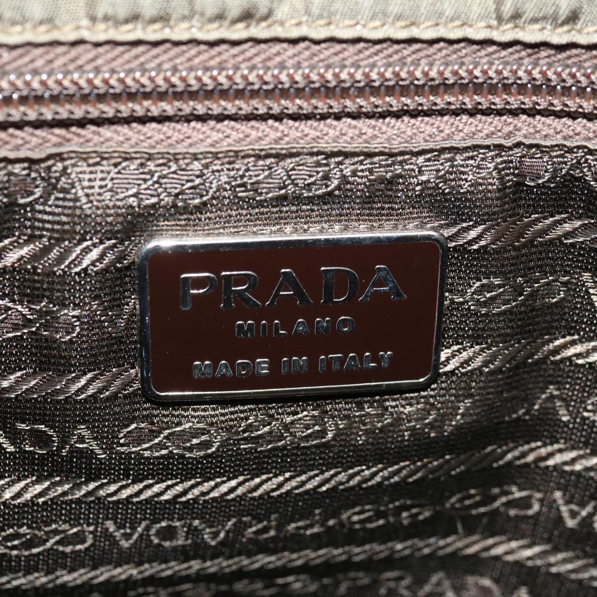 PRADA Hand Bag Nylon Khaki Auth bs12944