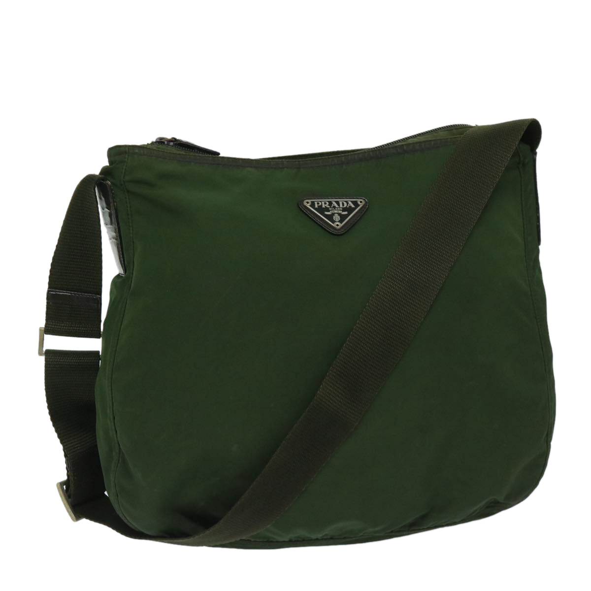 PRADA Shoulder Bag Nylon Khaki Auth bs12945