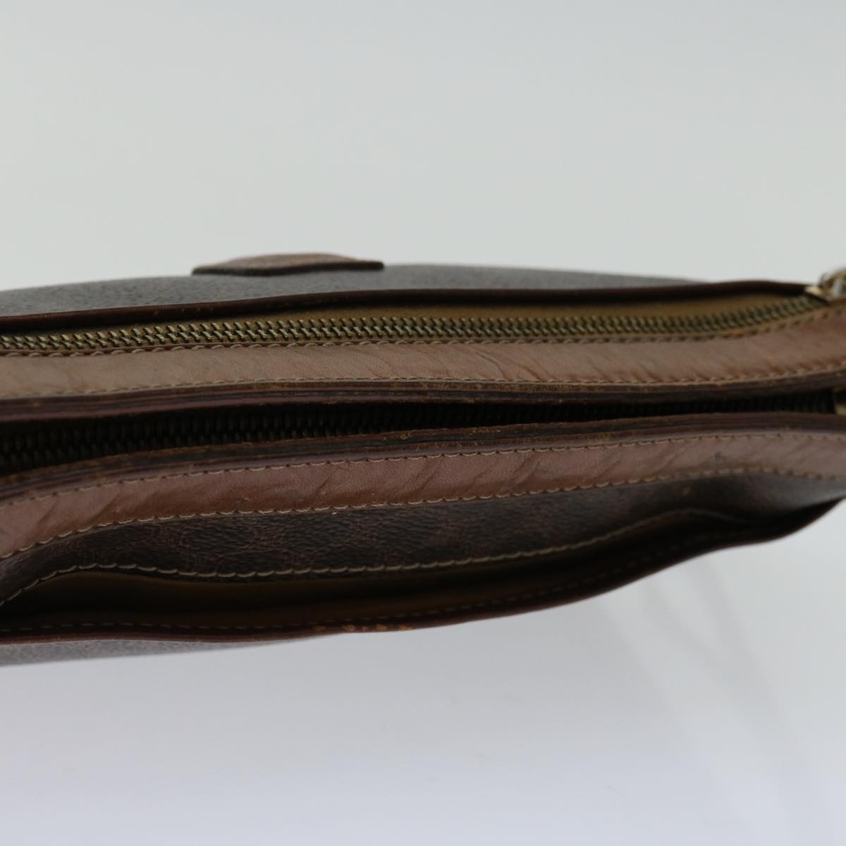 CELINE Macadam Canvas Clutch Bag PVC Brown Auth bs12948