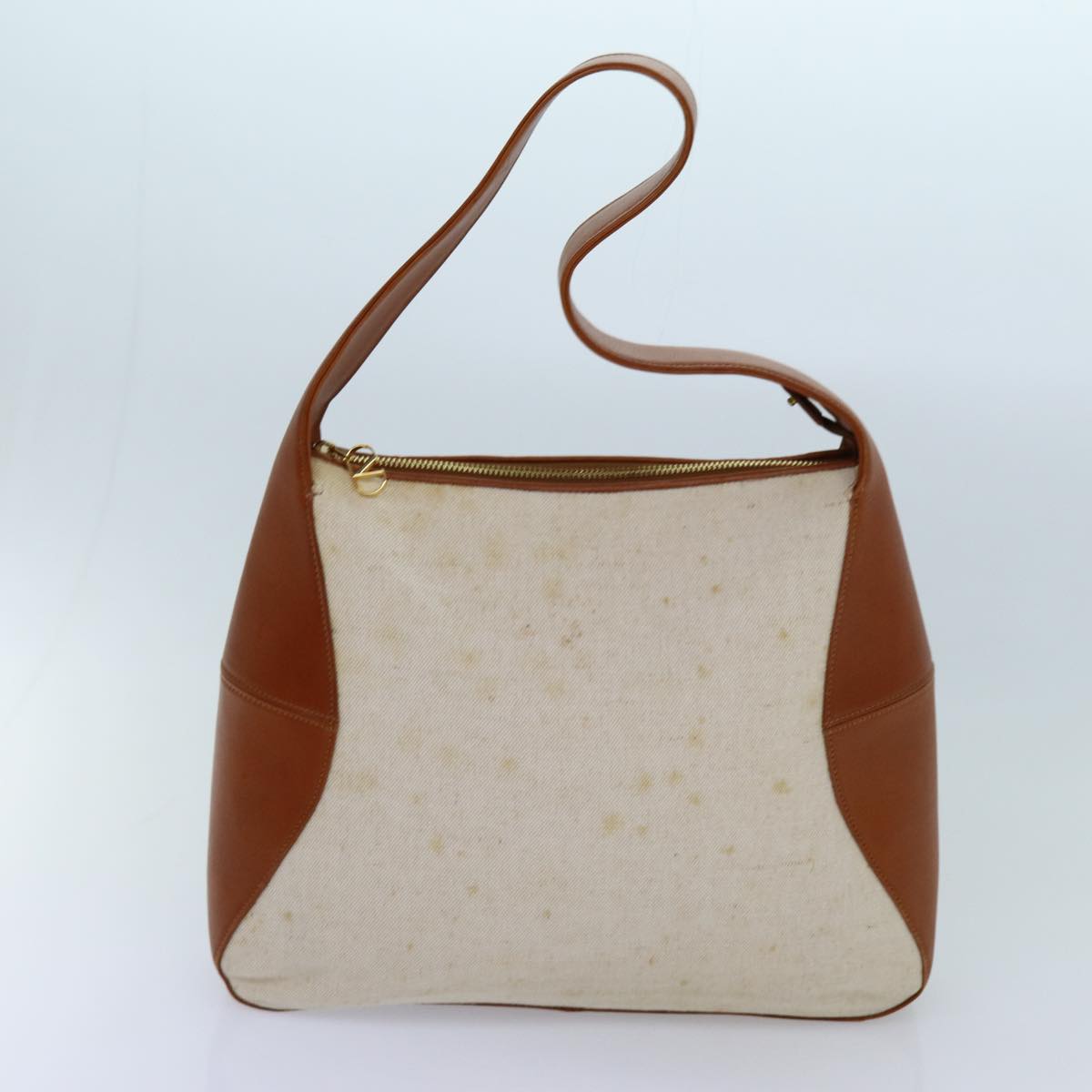 VALENTINO Shoulder Bag Canvas Leather 4Set Beige Navy Brown Auth bs12957 - 0