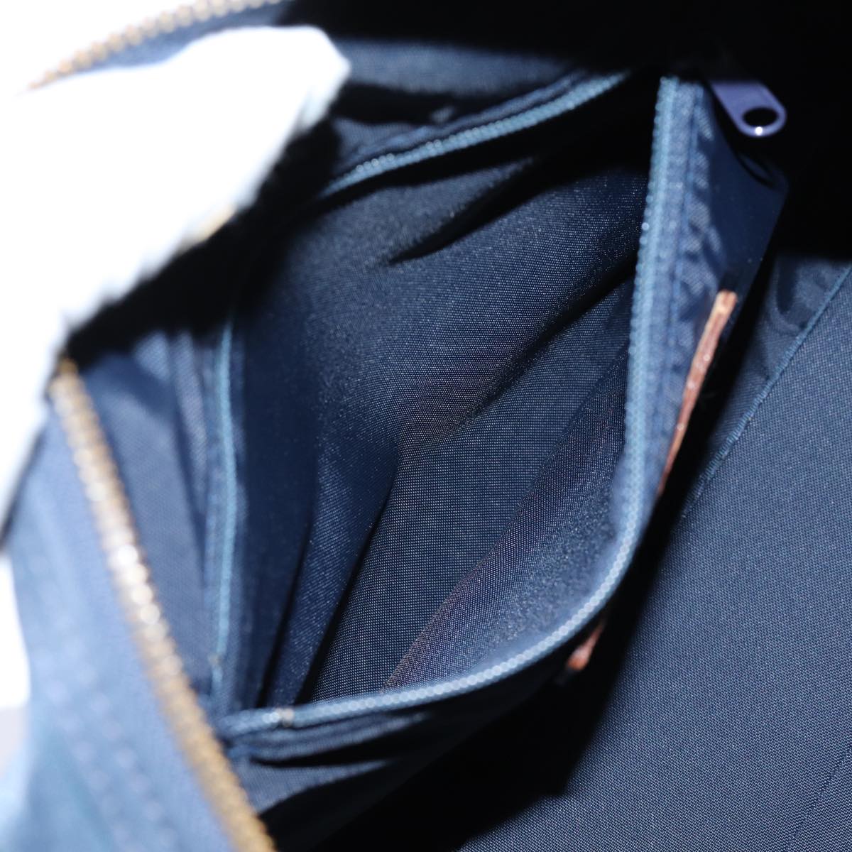 VALENTINO Shoulder Bag Canvas Leather 4Set Beige Navy Brown Auth bs12957
