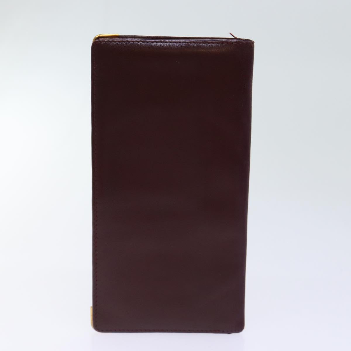 CARTIER Wallet Leather 10set Wine Red Auth bs12960