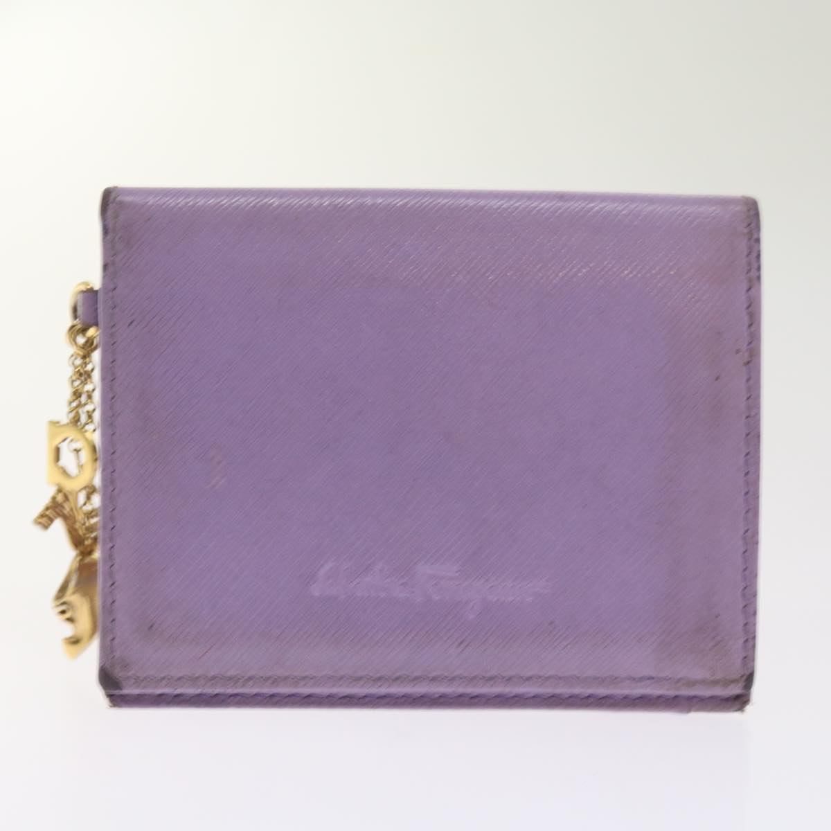 Salvatore Ferragamo Wallet Leather 10set Black Brown purple Auth bs12974