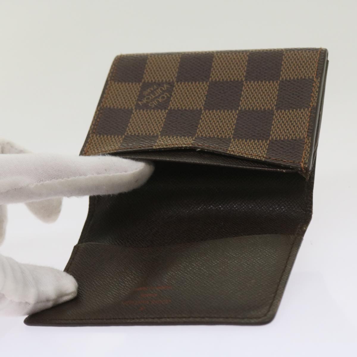 LOUIS VUITTON Damier Ebene Anvelop Cult De Vuitto Card Case N62920 Auth bs12986