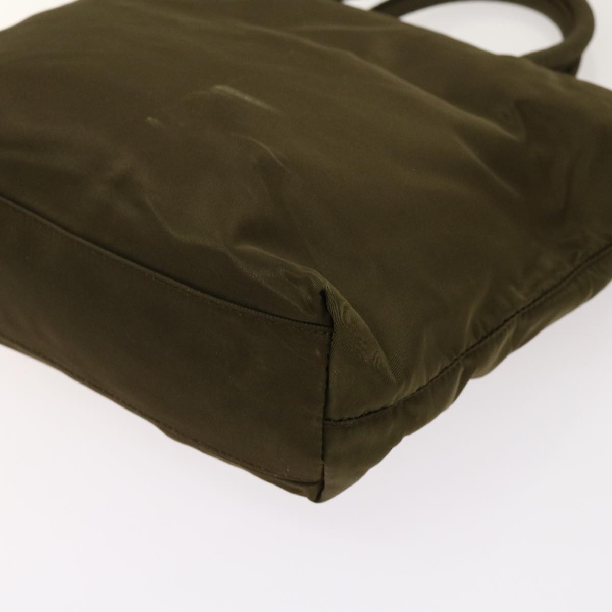 PRADA Hand Bag Nylon Khaki Auth bs13010