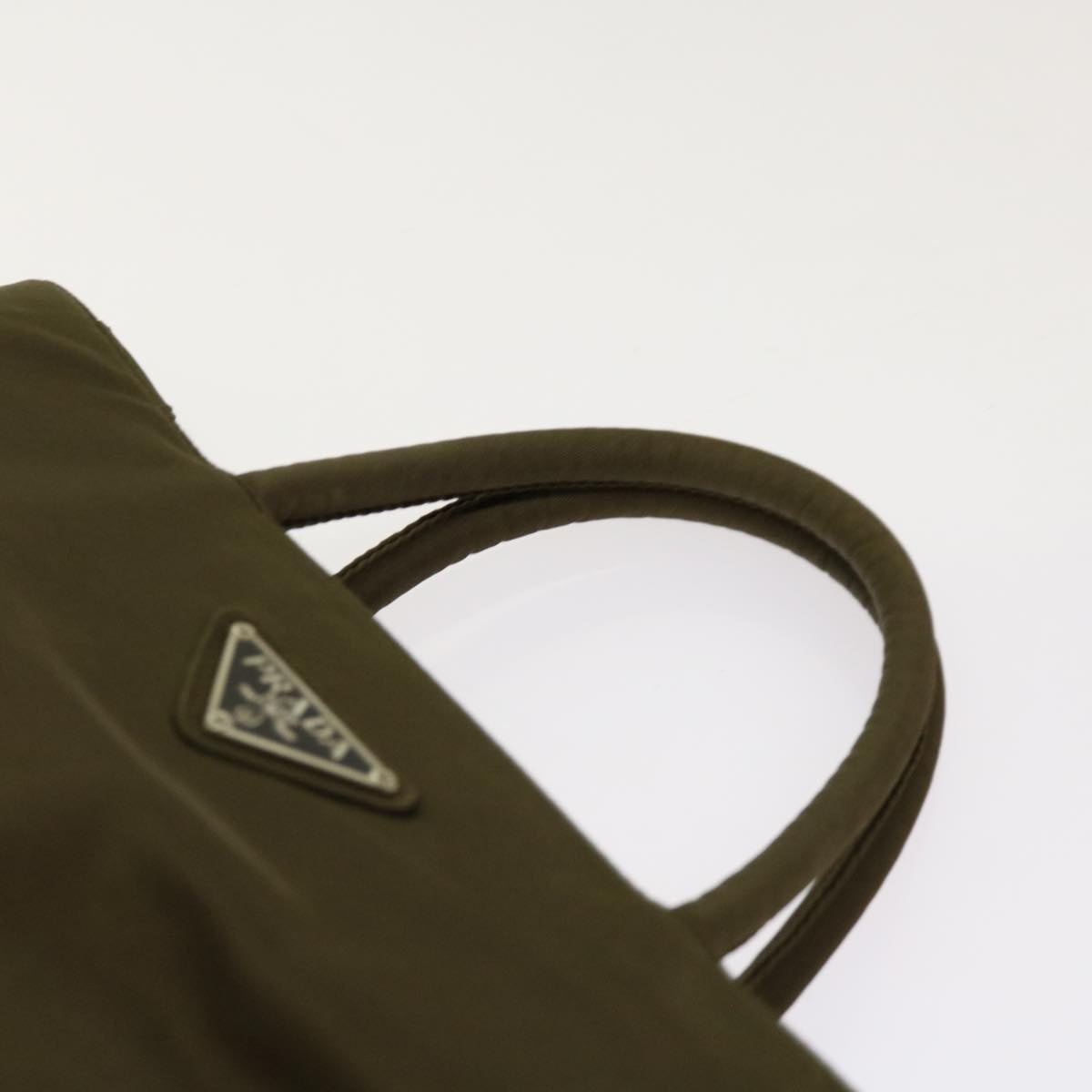 PRADA Hand Bag Nylon Khaki Auth bs13010