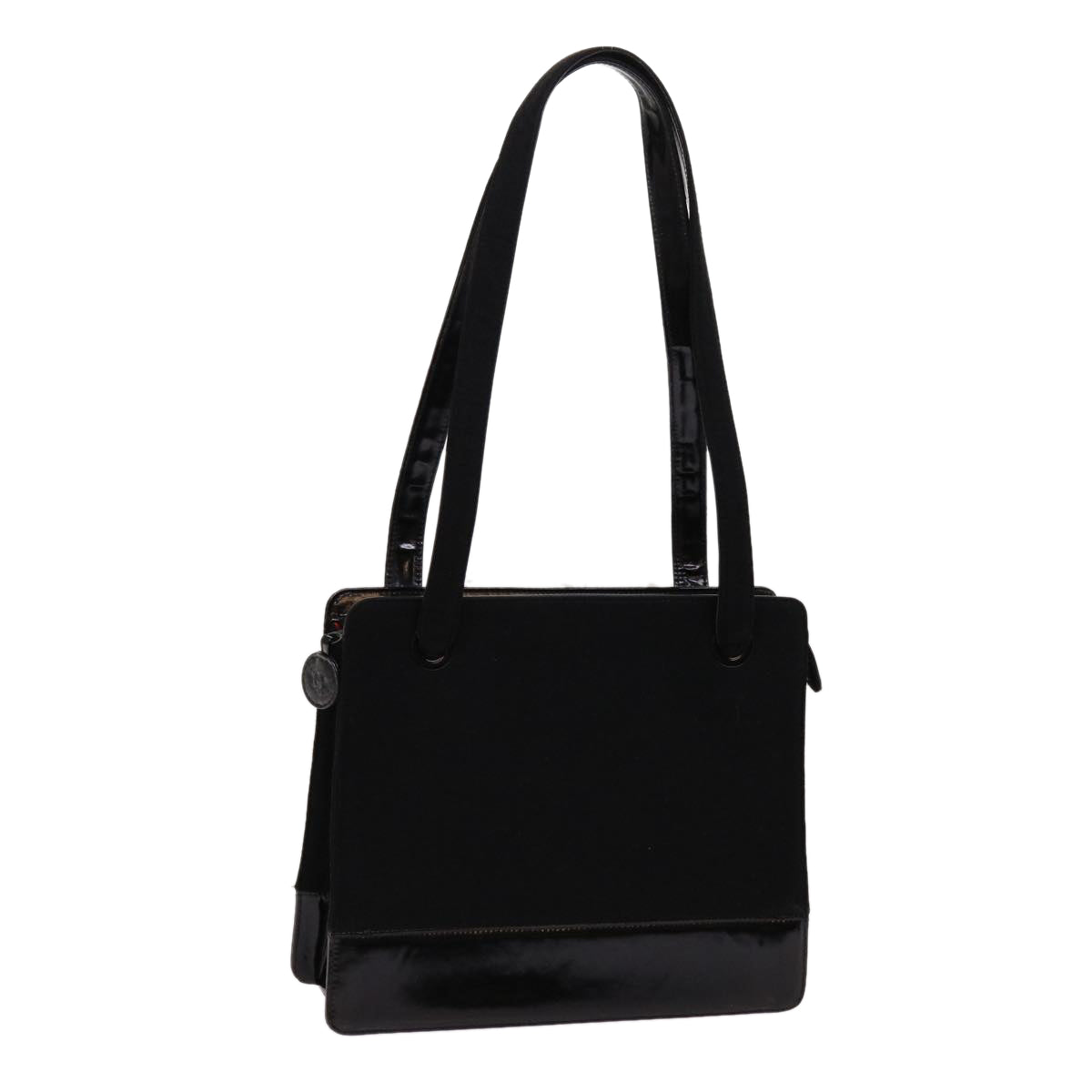 CHANEL Shoulder Bag Cotton Black CC Auth bs13024