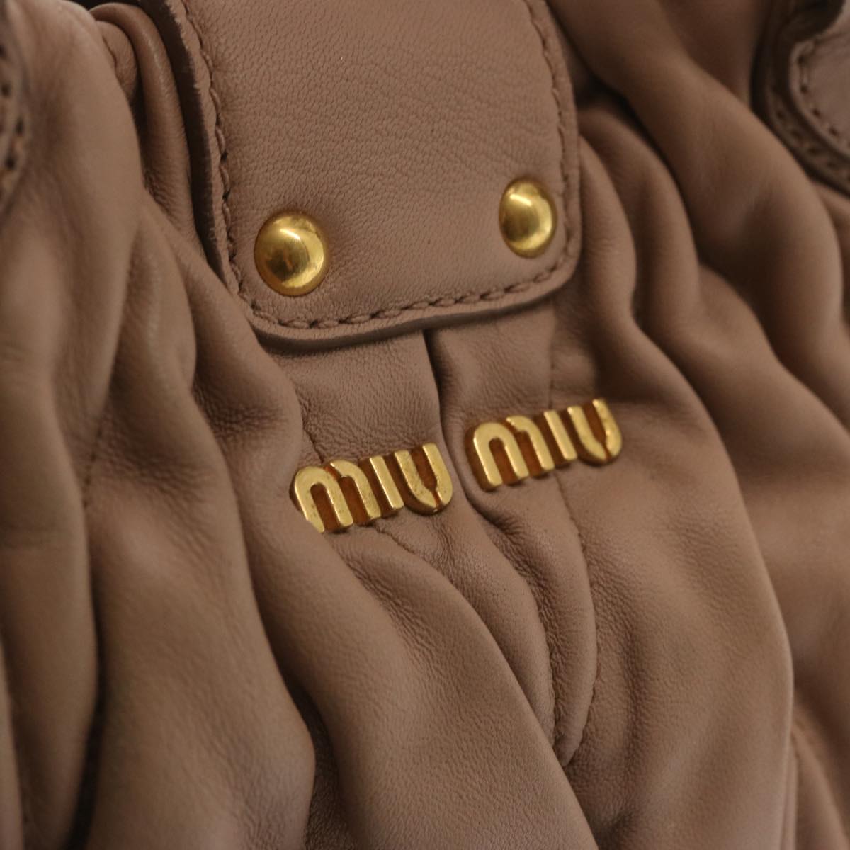 Miu Miu Materasse Hand Bag Leather Pink Auth bs13025