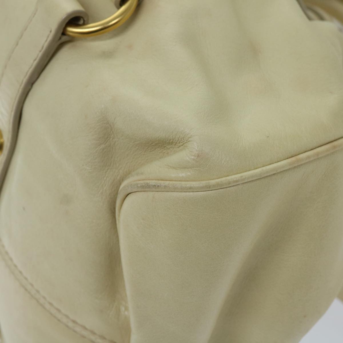 Miu Miu Hand Bag Leather 2way Beige Auth bs13028