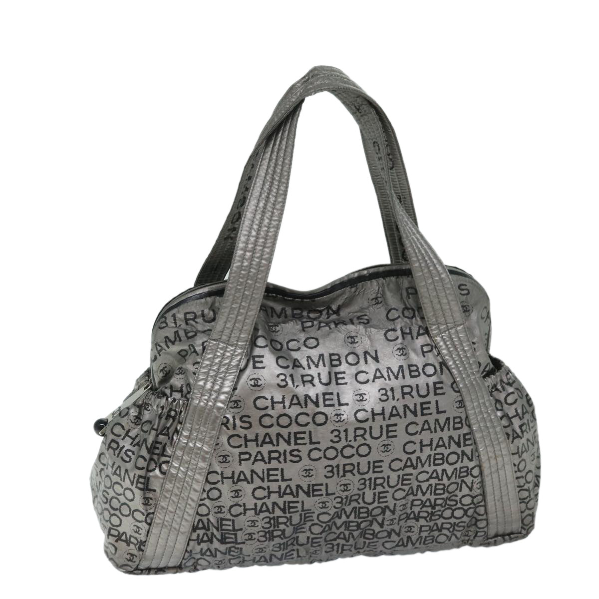 CHANEL Unlimited Tote Bag Coated Canvas Silver CC Auth bs13032
