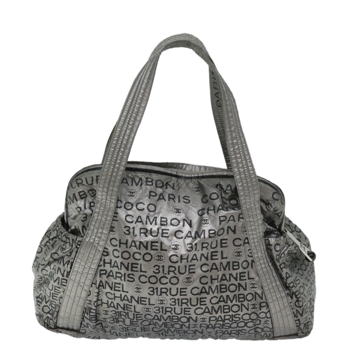 CHANEL Unlimited Tote Bag Coated Canvas Silver CC Auth bs13032 - 0