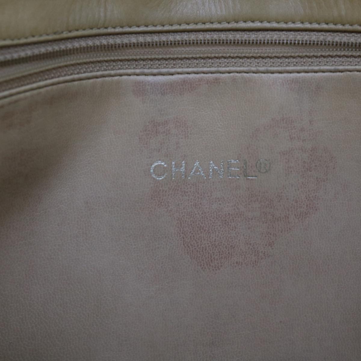 CHANEL Matelasse Chain Shoulder Bag Lamb Skin Beige CC Auth bs13044