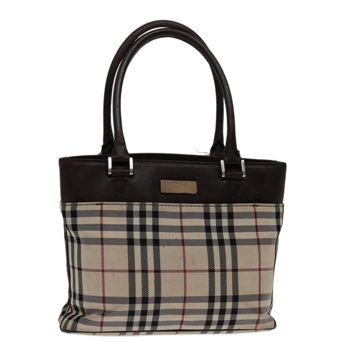 BURBERRY Nova Check Hand Bag Nylon Beige Brown Auth bs13049