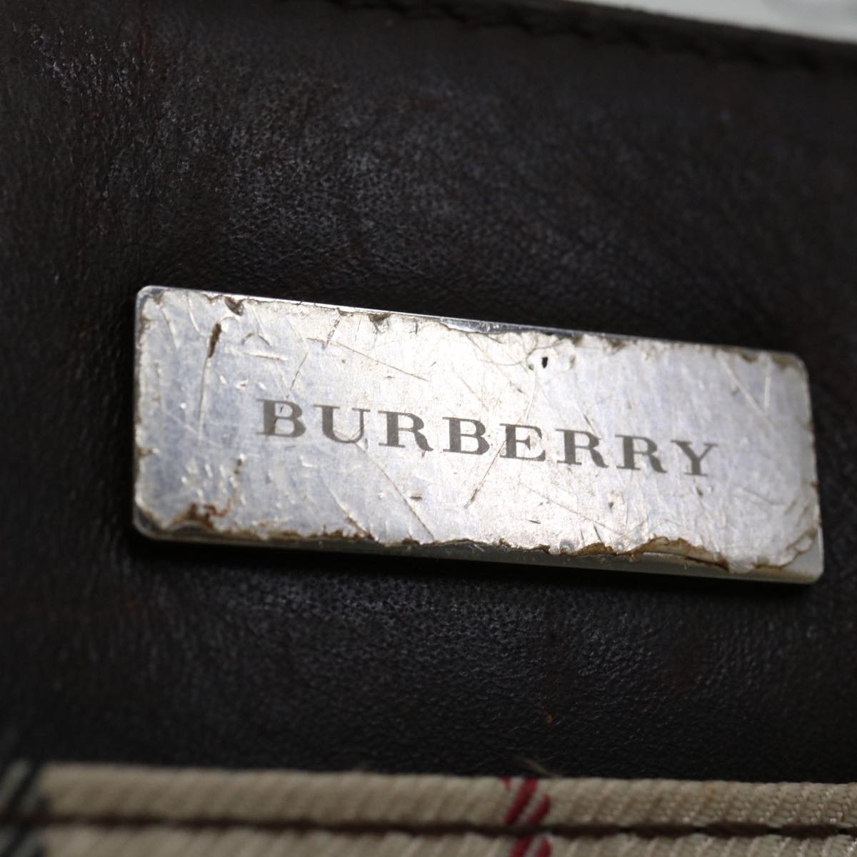 BURBERRY Nova Check Hand Bag Nylon Beige Brown Auth bs13049