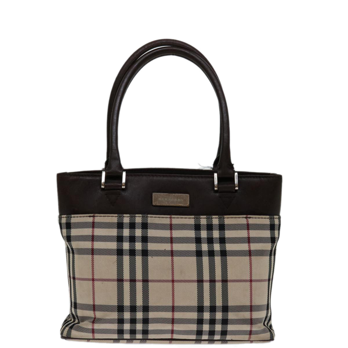 BURBERRY Nova Check Hand Bag Nylon Beige Brown Auth bs13049