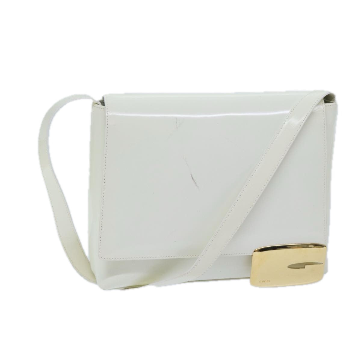 GUCCI Shoulder Bag Patent leather White 001 3444 1812 Auth bs13051