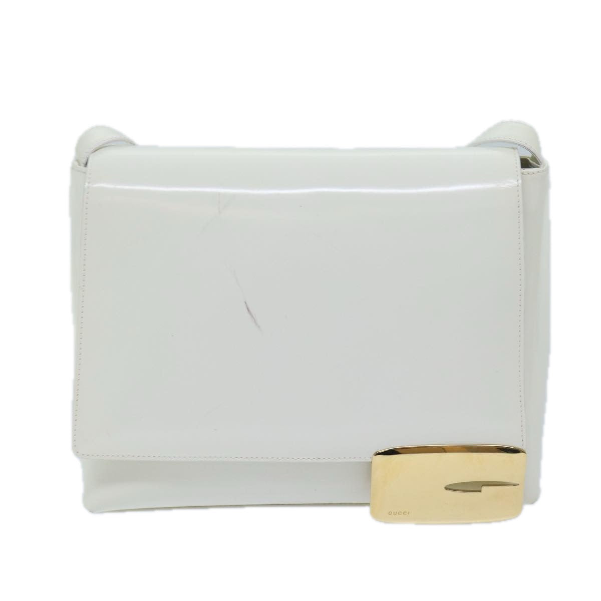 GUCCI Shoulder Bag Patent leather White 001 3444 1812 Auth bs13051