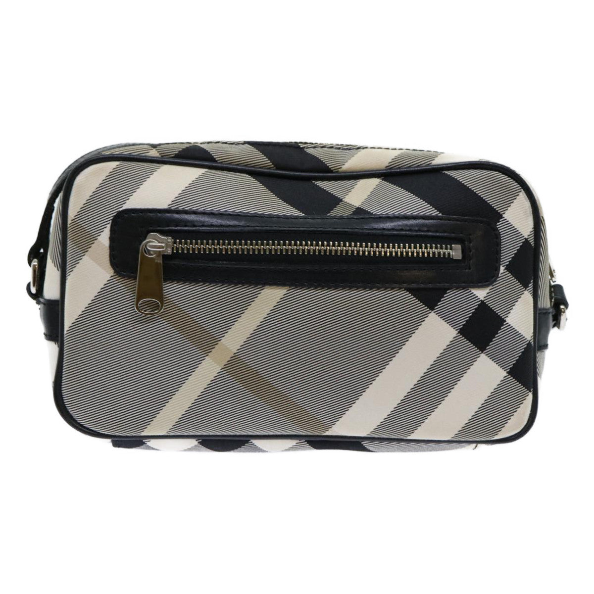 BURBERRY Nova Check Blue Label Shoulder Bag Nylon Gray Black Auth bs13069