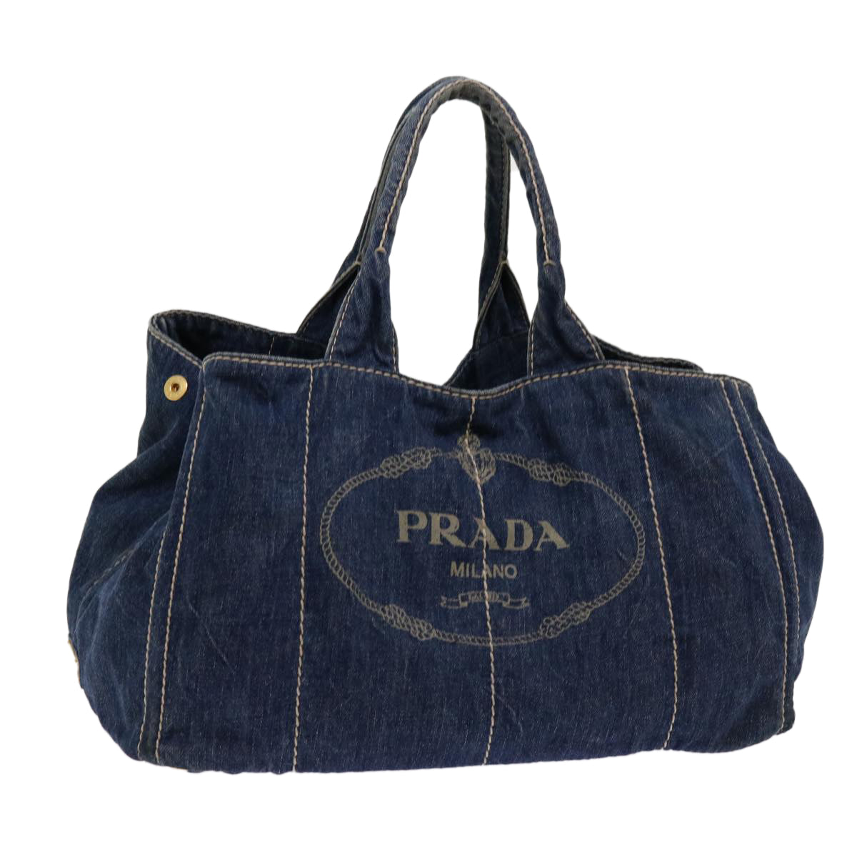 PRADA Canapa GM Hand Bag Denim Blue Auth bs13077