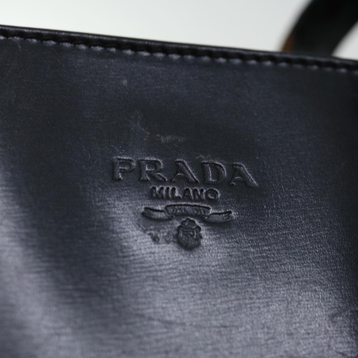 PRADA Hand Bag Leather Black Auth bs13078