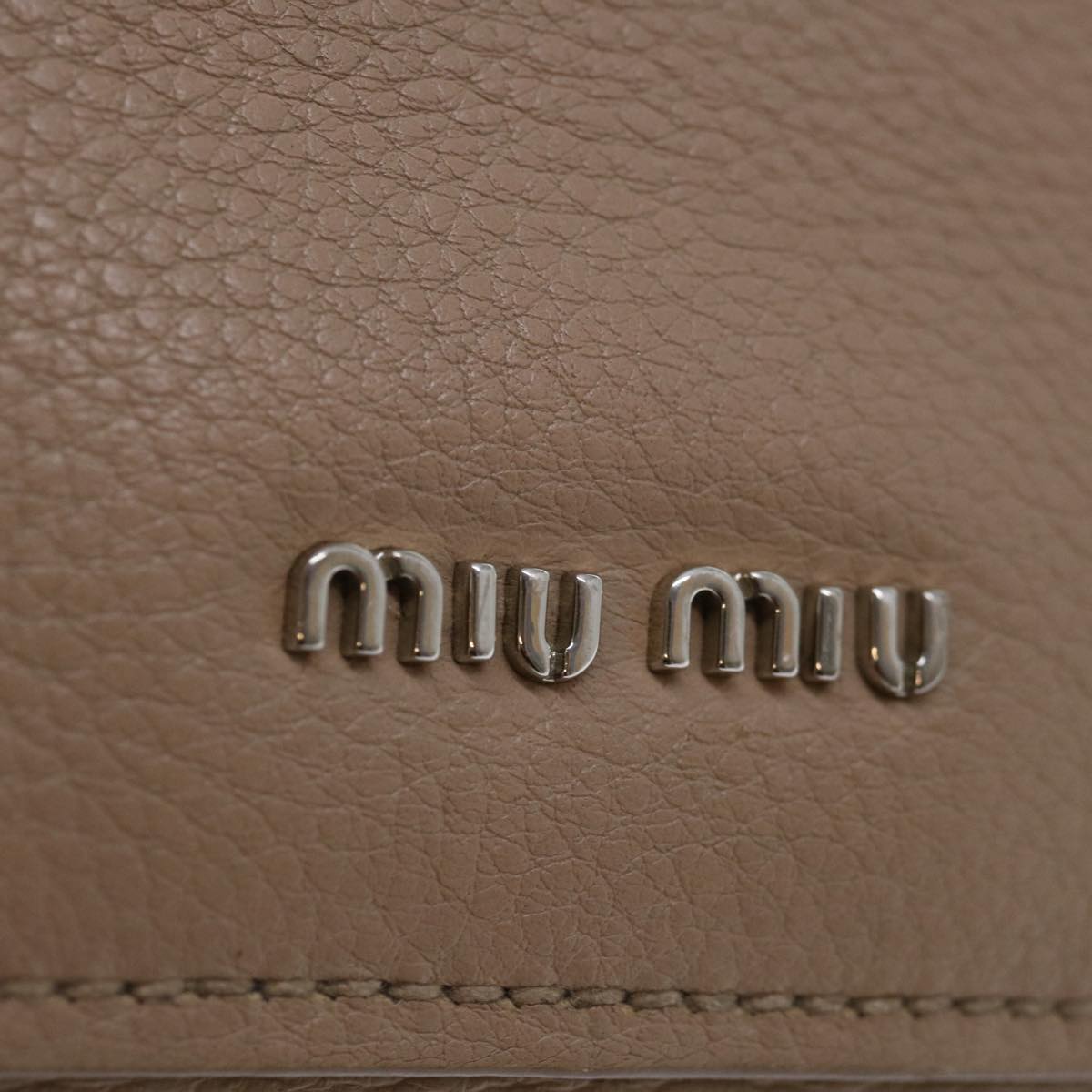 Miu Miu Shoulder Bag Leather Beige Auth bs13088