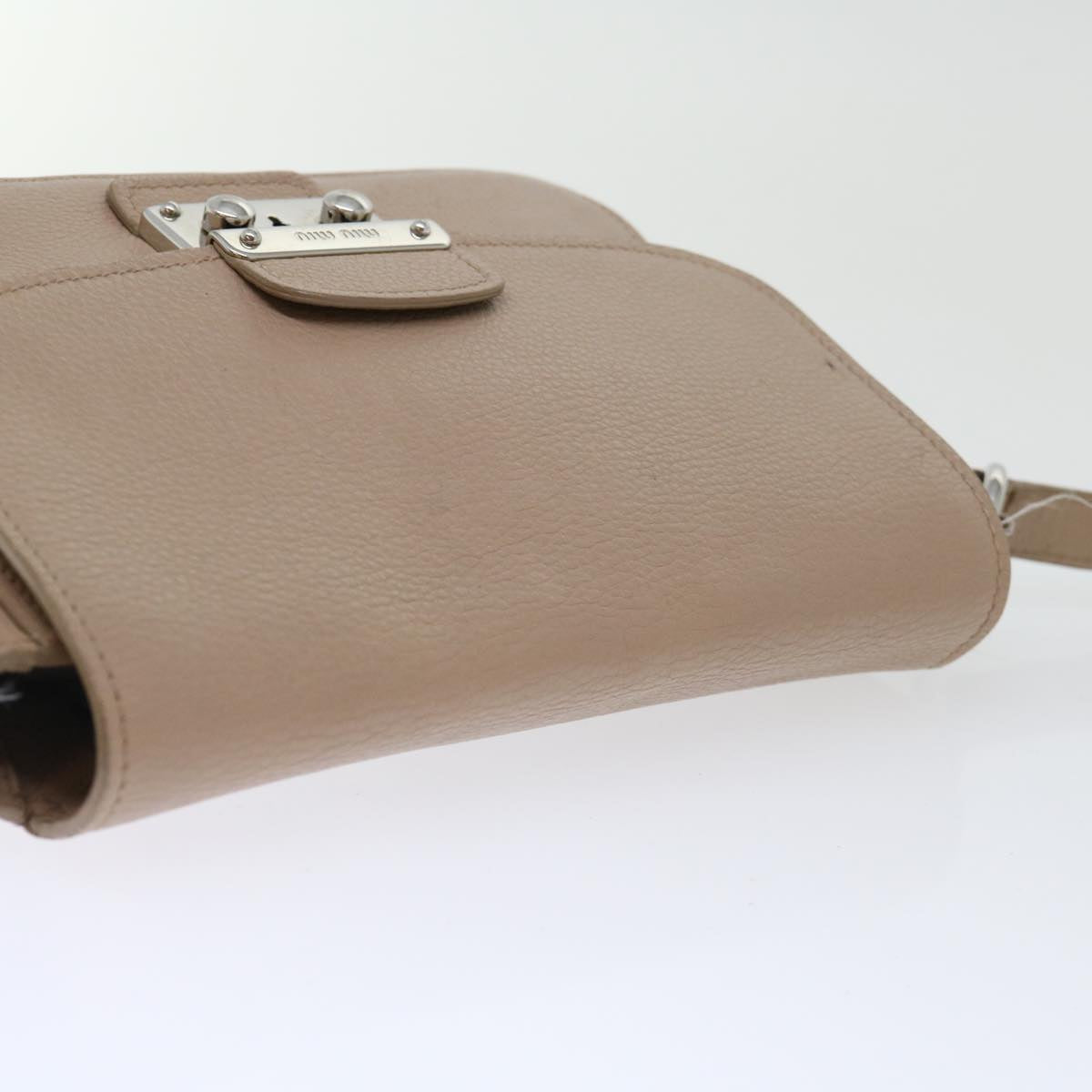 Miu Miu Shoulder Bag Leather Beige Auth bs13088