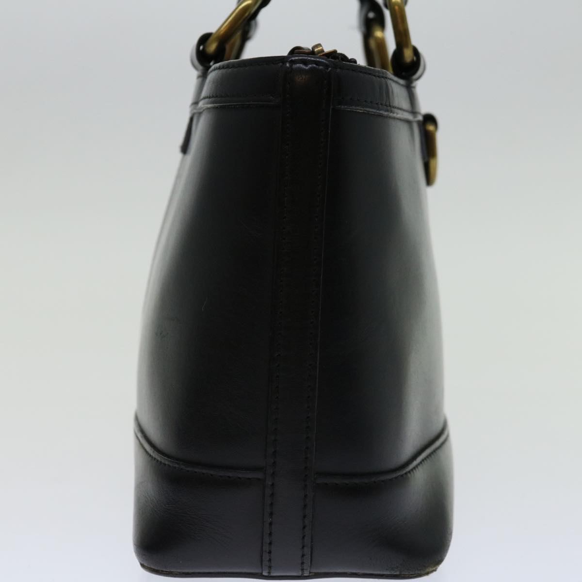 BURBERRY Hand Bag Leather Black Auth bs13097