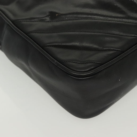 CHANEL Matelasse Chain Shoulder Bag Leather Black CC Auth bs13119