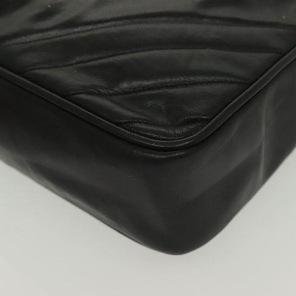 CHANEL Matelasse Chain Shoulder Bag Leather Black CC Auth bs13119