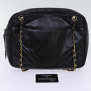 CHANEL Matelasse Chain Shoulder Bag Leather Black CC Auth bs13119-12