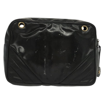 CHANEL Matelasse Chain Shoulder Bag Leather Black CC Auth bs13119 - 0