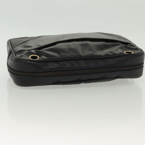 CHANEL Matelasse Chain Shoulder Bag Leather Black CC Auth bs13119