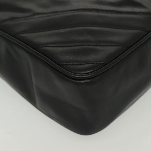 CHANEL Matelasse Chain Shoulder Bag Leather Black CC Auth bs13119