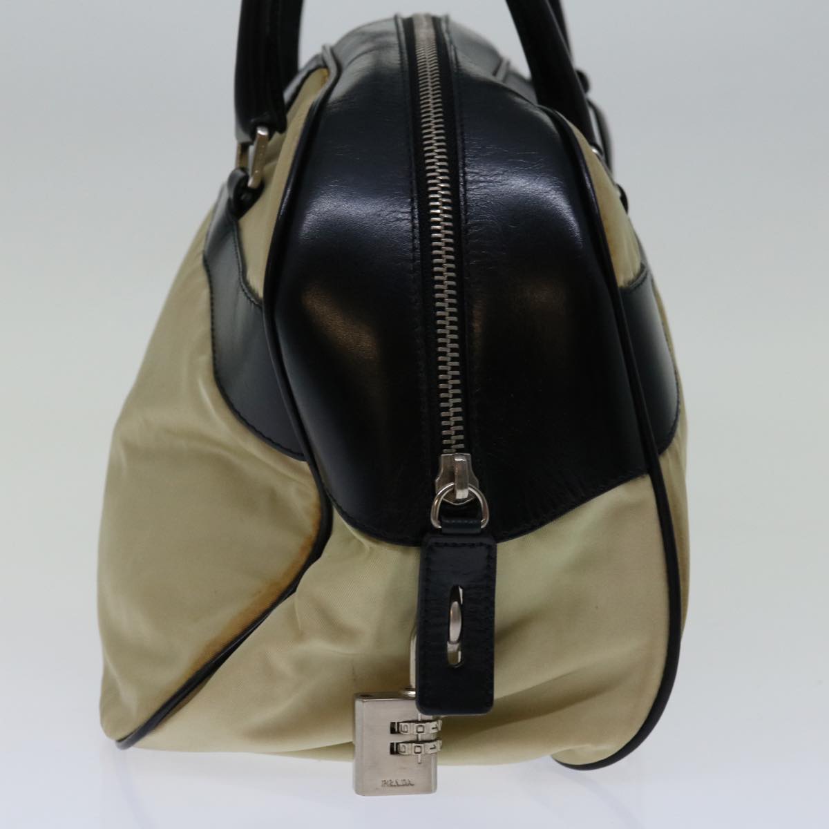 PRADA Shoulder Bag Nylon Beige Auth bs13135