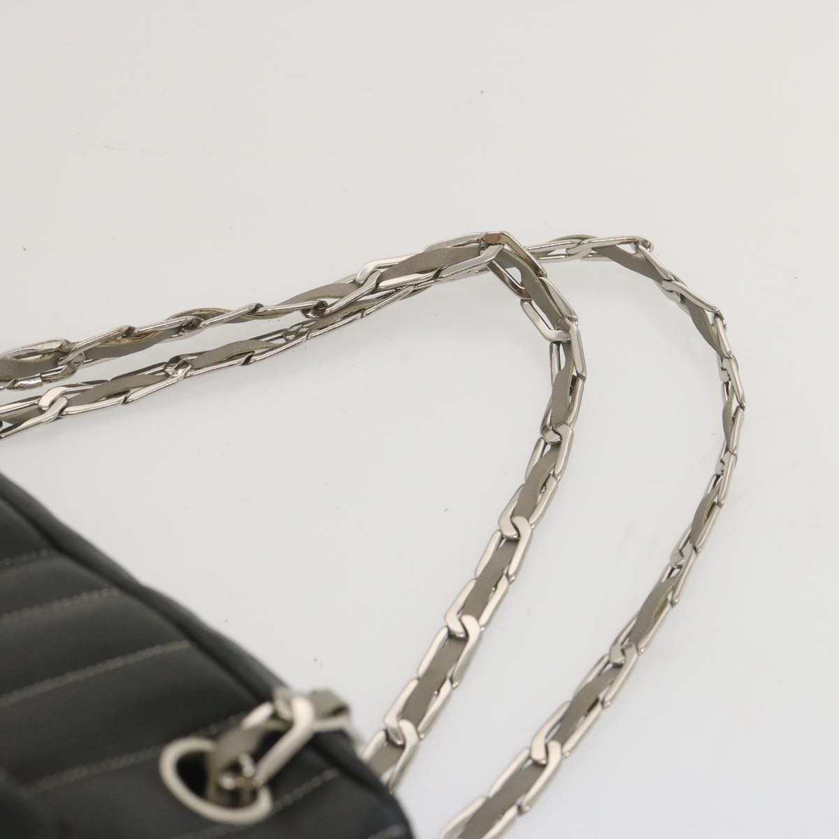 CHANEL Chain Mademoiselle Shoulder Bag Lamb Skin Black CC Auth bs13136