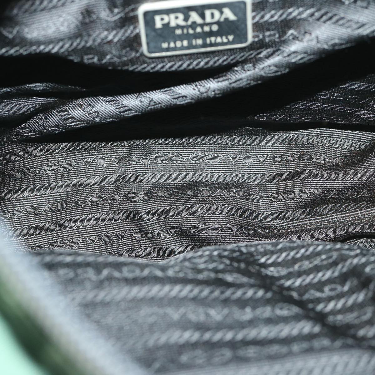 PRADA Hand Bag Nylon Green Auth bs13153