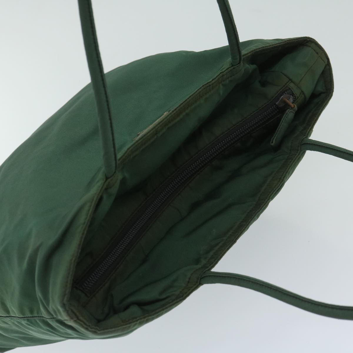 PRADA Hand Bag Nylon Green Auth bs13153