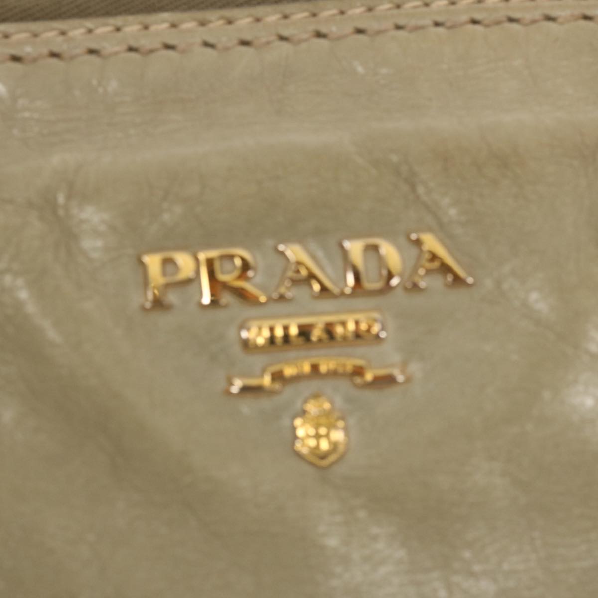 PRADA Hand Bag Leather Gray Auth bs13155