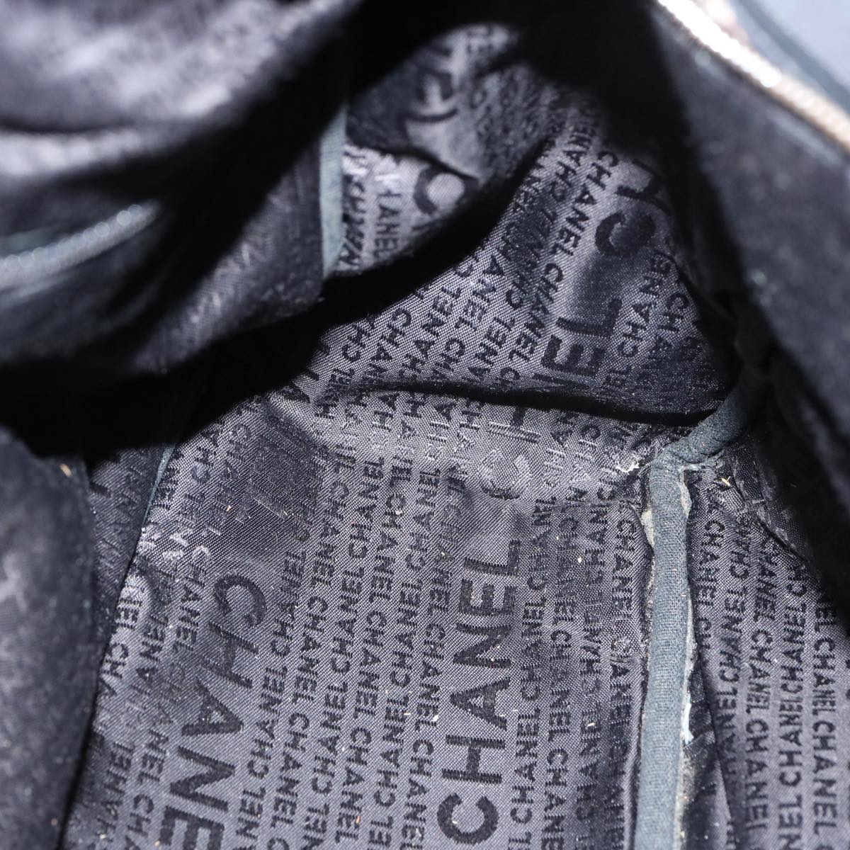 CHANEL Hand Bag Nylon Black CC Auth bs13157