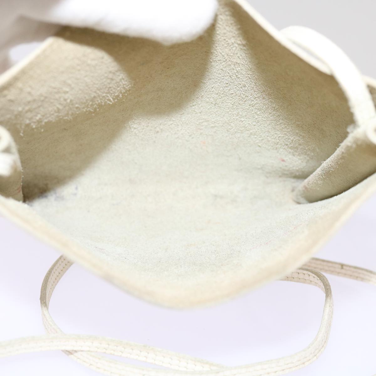 HERMES Onimetu Shoulder Bag Leather White Auth bs13159