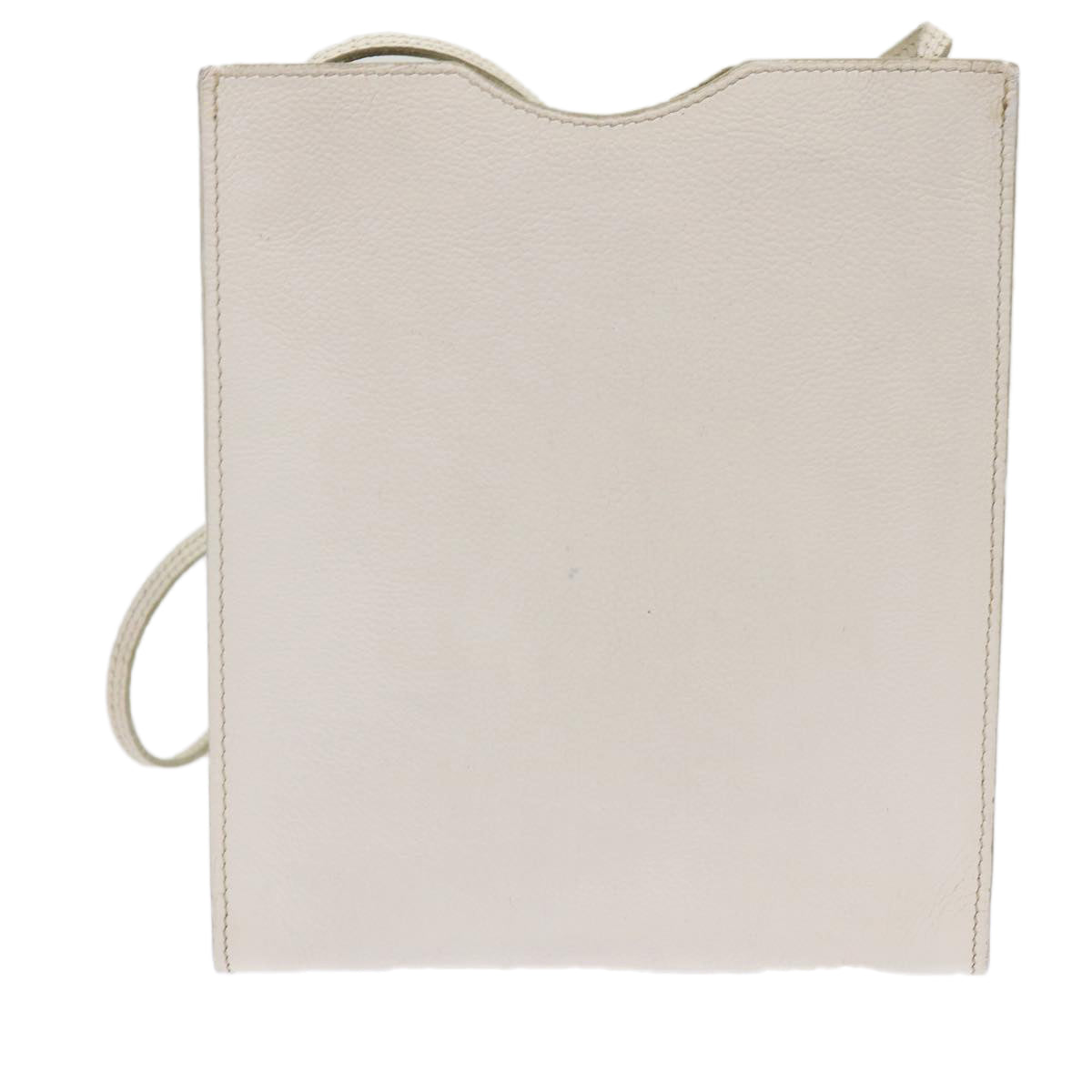 HERMES Onimetu Shoulder Bag Leather White Auth bs13159 - 0