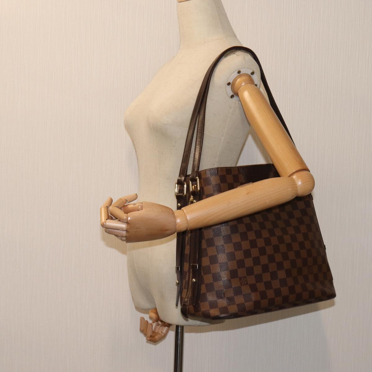 LOUIS VUITTON Damier Ebene Cabas Rivington Shoulder Bag N41108 LV Auth bs13175