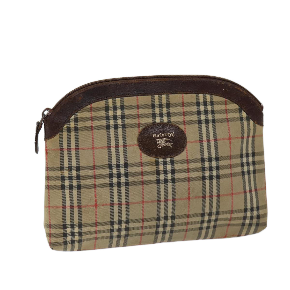 Burberrys Nova Check Pouch Canvas Beige Brown Auth bs13177