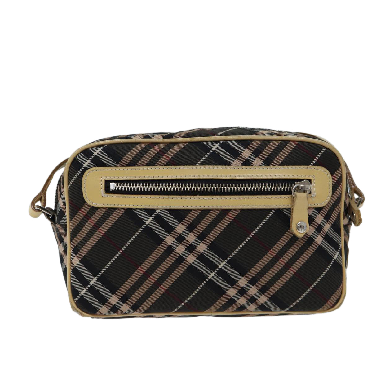 BURBERRY Nova Check Blue Label Shoulder Bag Canvas Brown Auth bs13183