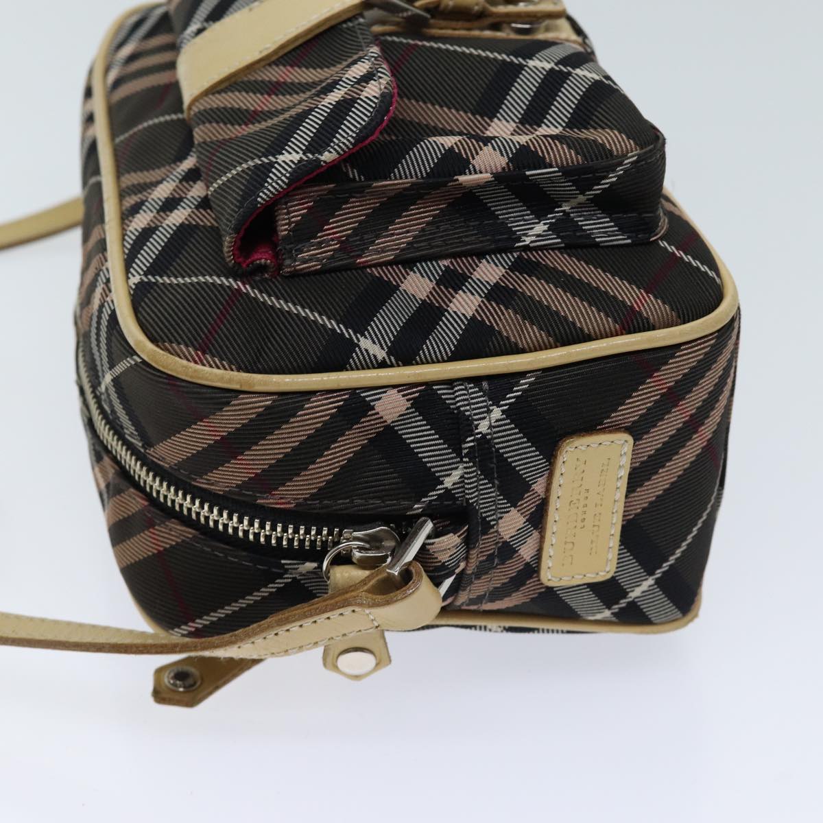 BURBERRY Nova Check Blue Label Shoulder Bag Canvas Brown Auth bs13183