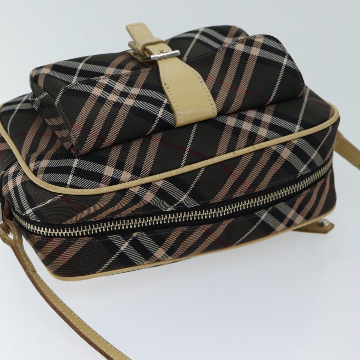 BURBERRY Nova Check Blue Label Shoulder Bag Canvas Brown Auth bs13183