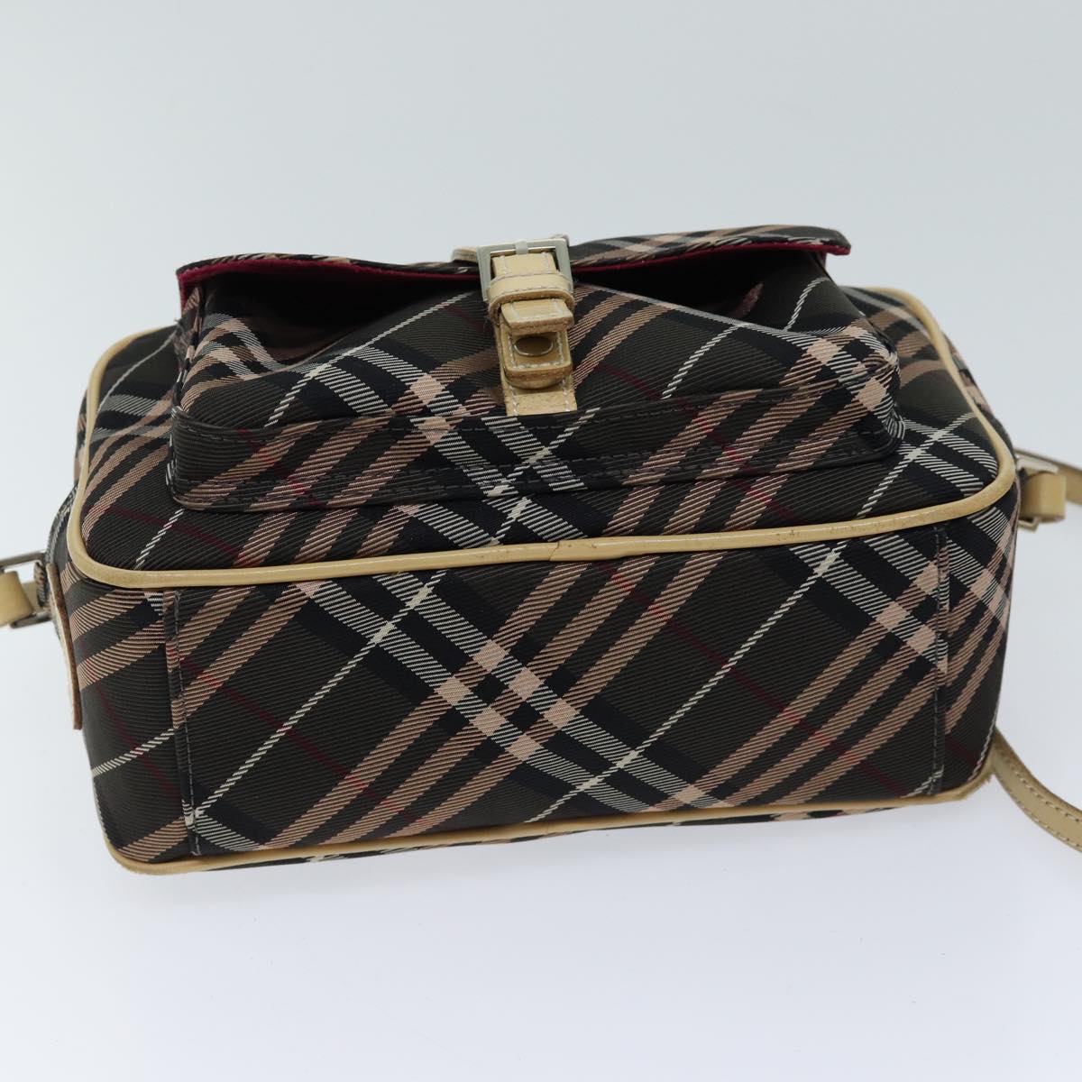 BURBERRY Nova Check Blue Label Shoulder Bag Canvas Brown Auth bs13183