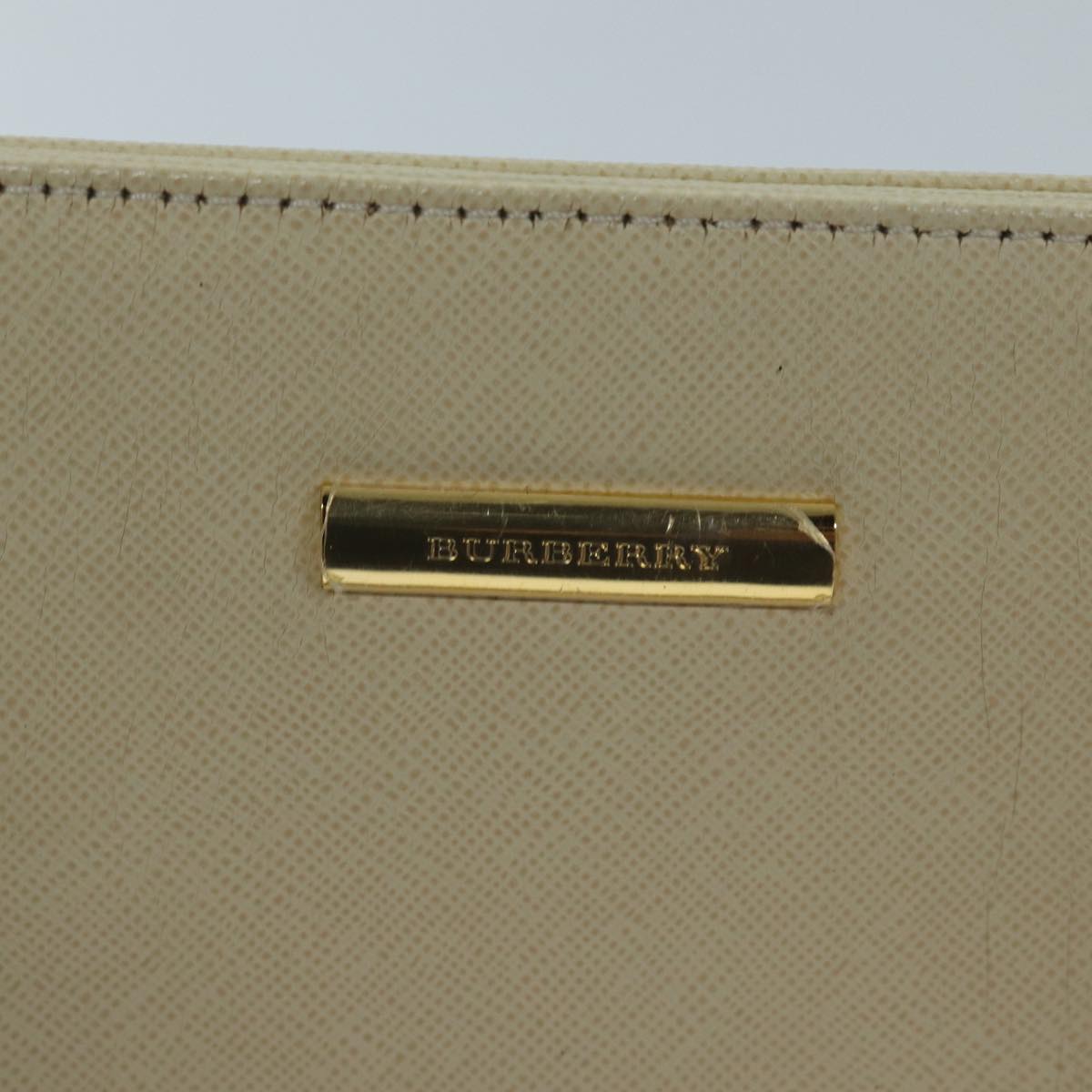 BURBERRY Hand Bag Leather Cream Auth bs13185