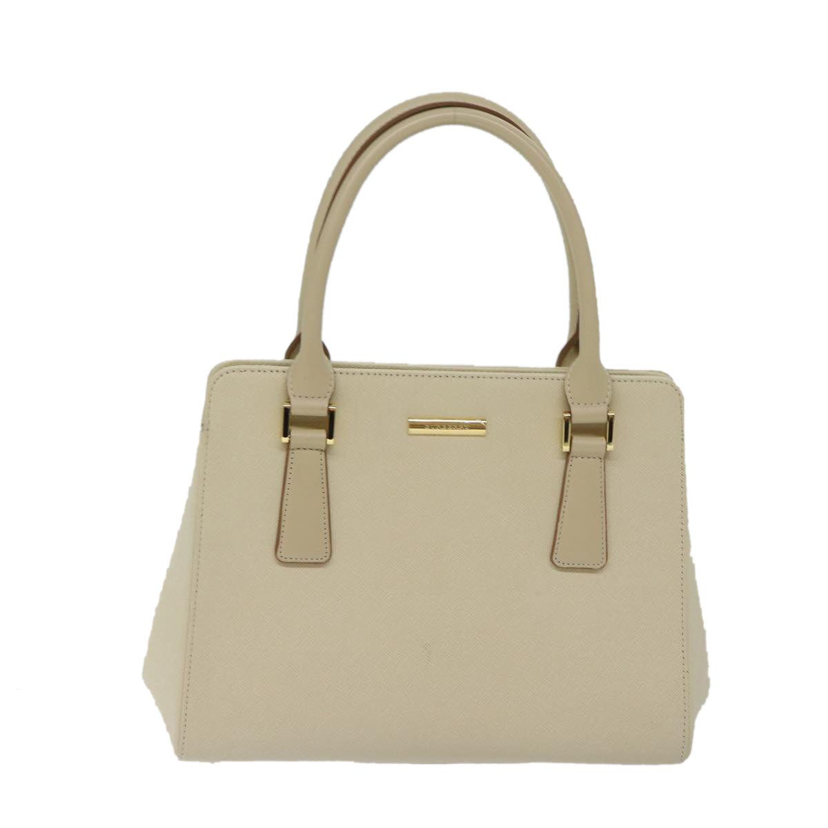 BURBERRY Hand Bag Leather Cream Auth bs13185